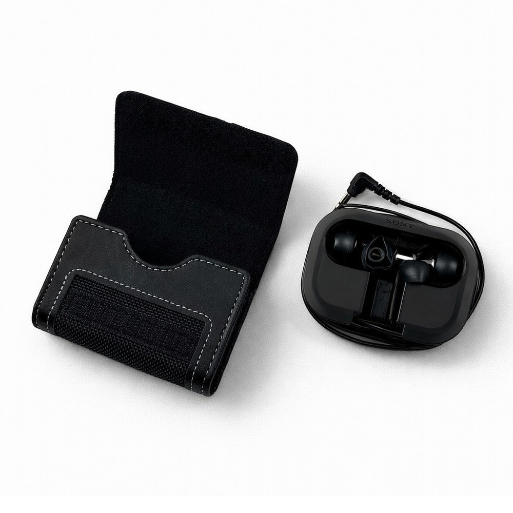 Sony Wired In-Ear Headphones with Black Nylon Leather Folding Carrying‎ Case